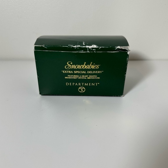 DEPARTMENT 56 SNOW BABY HOLDING ENVELOPE WITH RED HEART JEWEL BIRTHSTONE - Picture 2 of 9